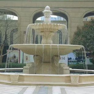 晋中 黄金麻花岗岩异型加工——户外庭院石雕流水喷泉