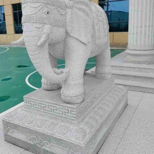 晋中 白麻花岗岩动物异形石雕-大象