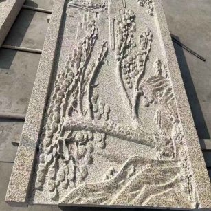 晋中 黄金麻雕刻板浮雕迎客松