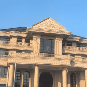 晋中黄金麻别墅外墙干挂石材效果示例