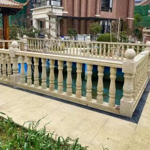 晋中黄金麻花岗岩石材栏杆，扶手，将军柱，花瓶柱