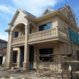 晋中 黄金麻花岗岩石材私人别墅雕花门楼柱阳台栏杆