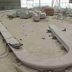 晋中 芝麻白花岗岩弧形花坛石，坐凳石