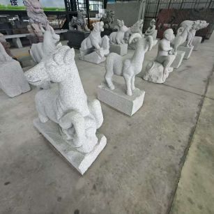 晋中 芝麻白花岗岩造型立体雕刻——十二生肖