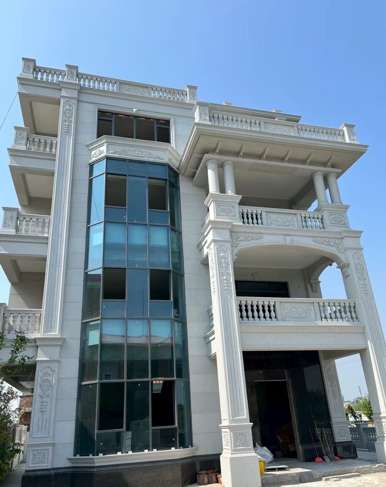 晋中 白麻花岗岩别墅外墙干挂效果展示