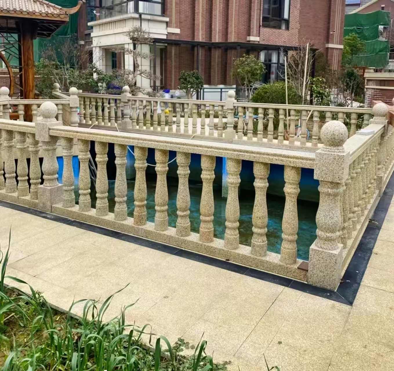 晋中黄金麻花岗岩石材栏杆，扶手，将军柱，花瓶柱