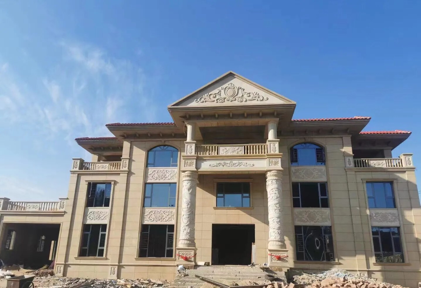 晋中 黄金麻花岗岩别墅外墙干挂